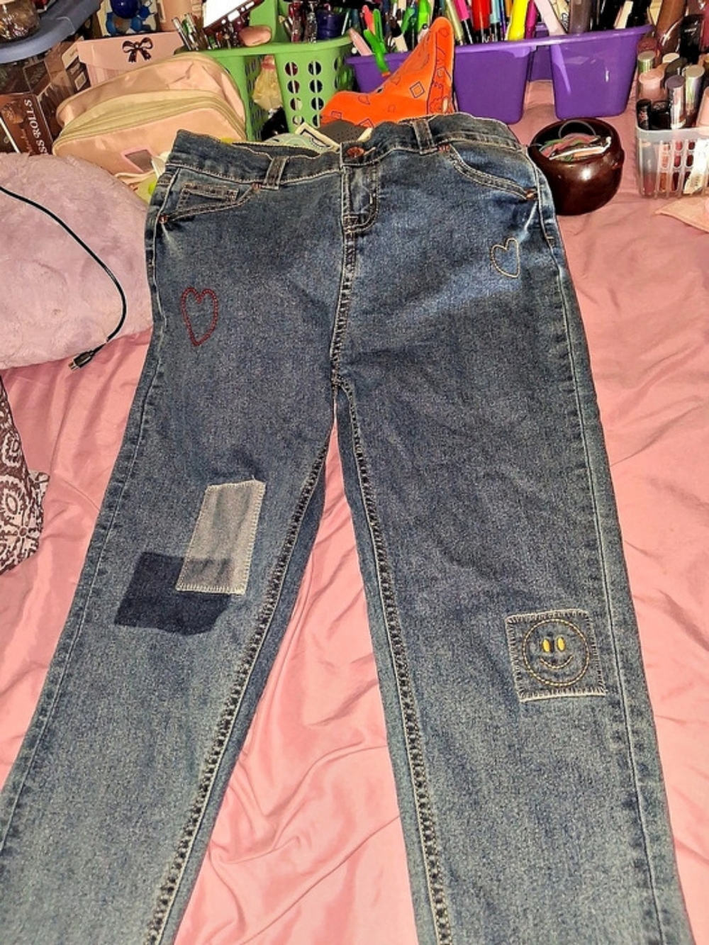 Victory Heart Girls Size 16 Blue Embroidered Jeans